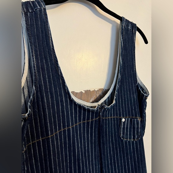 Pilcro Navy and White Zip-Up Utility Jumpsuit - Picture 3 of 10